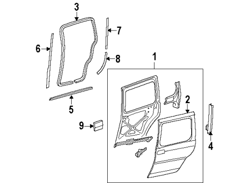 1998 Oldsmobile Silhouette Outer Panel, Driver Side Diagram for 10235736