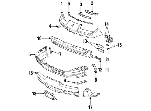 1993 Saturn SC1 Bumper & Components - Front Diagram