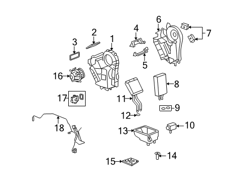 2010 Saturn Outlook A/C Evaporator & Heater Components Diagram