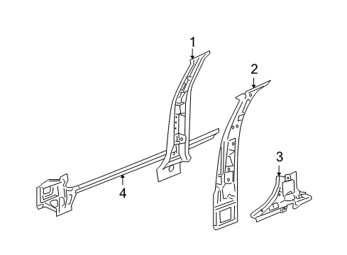 2011 Cadillac STS Center Pillar & Rocker Diagram