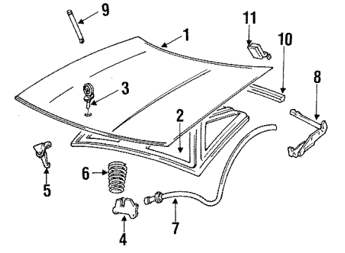 1992 Buick Park Avenue Hood & Components Diagram