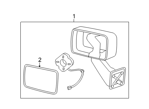 2006 Hummer H3 Mirror Assembly, Rear Driver Side Diagram for 15884834
