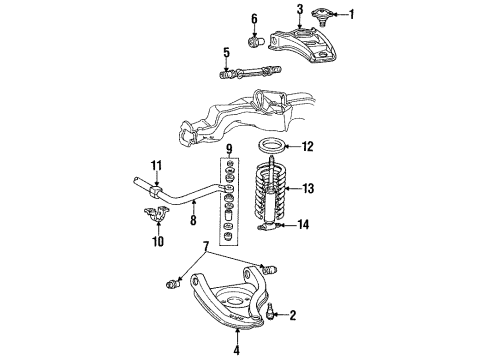 1992 Oldsmobile Custom Cruiser Front Suspension Components Diagram