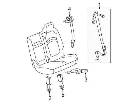 2013 GMC Acadia Lap & Shoulder Belt, Passenger Side Diagram for 19355556