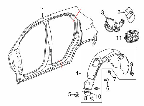 2021 Buick Encore Quarter Panel & Components Diagram