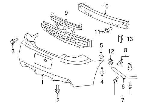 2008 Pontiac G6 Bumper & Components - Rear Diagram 4 - Thumbnail