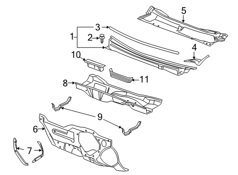 2008 Saturn Aura Cowl Diagram