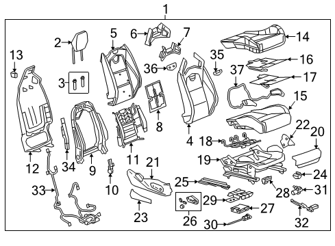 2018 Cadillac CTS Headrest, Black, Front Diagram for 84054040