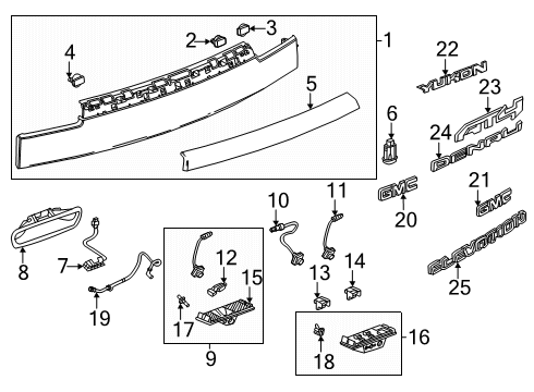 2025 GMC Yukon XL Exterior Trim - Lift Gate Diagram