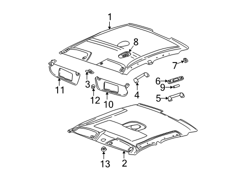 2002 Saturn L200 Interior Trim - Roof Diagram