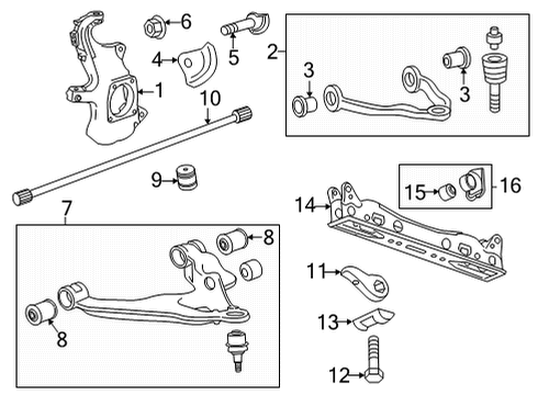 2025 GMC Sierra 3500 HD Front Suspension Components Diagram