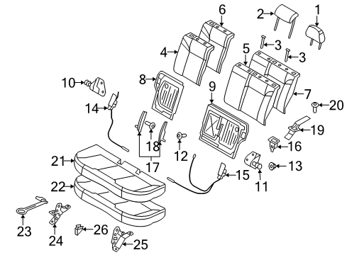 2008 Saturn Astra Rear Seat Components Diagram