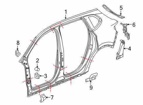 2019 Buick Envision Uniside Assembly Upper Bracket Diagram for 95999953