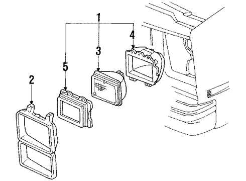 1991 Chevy V3500 Headlamp Components Diagram
