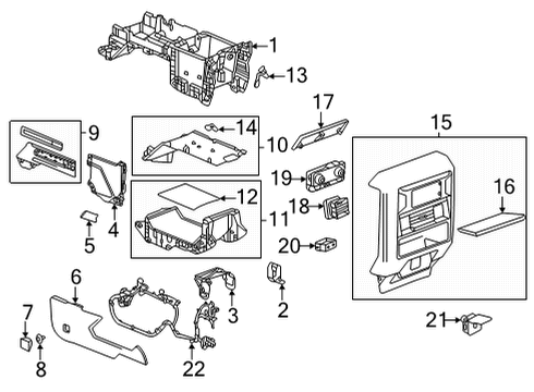 2024 GMC Hummer EV SUV Console Diagram