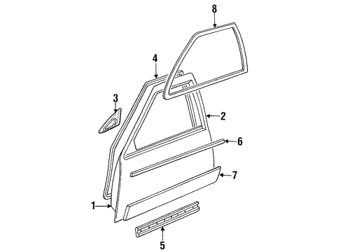1993 Cadillac Fleetwood Door & Components Diagram