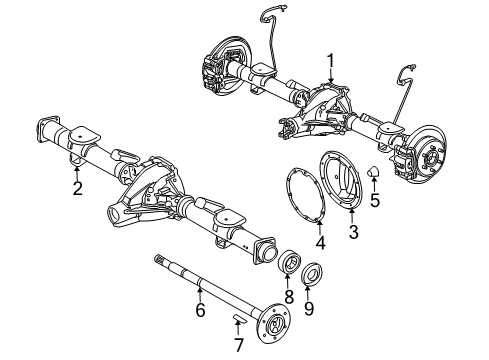 2009 Hummer H3 Axle Assembly, Rear Diagram for 25920438