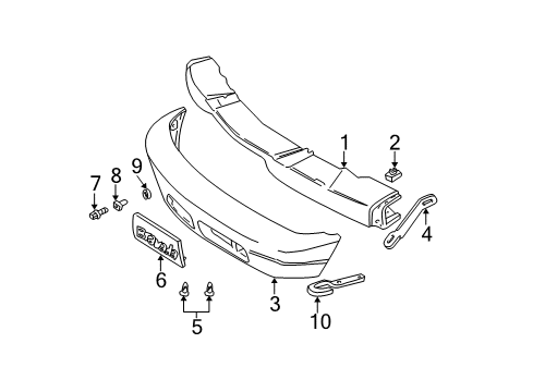 1998 Oldsmobile Bravada Bumper & Components - Front Diagram 2 - Thumbnail