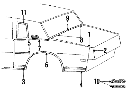 1985 Pontiac Grand Prix Quarter Panel & Components Diagram