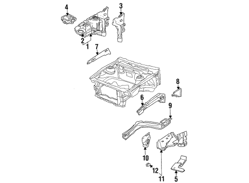 1992 Oldsmobile Achieva Structural Components & Rails Diagram