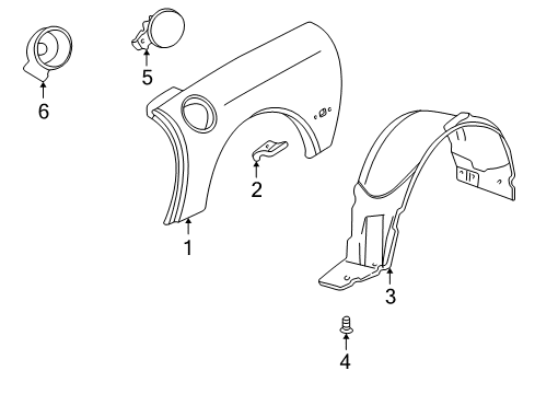 2001 Chevy Corvette Quarter Panel & Components Diagram