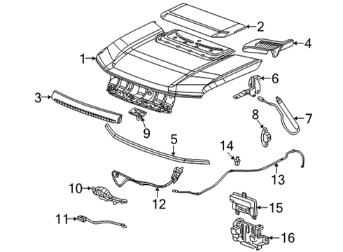 2024 GMC Hummer EV SUV Hood & Components Diagram