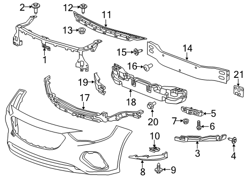 2018 Buick Regal Sportback Guide Bracket Nut Diagram for 11570142