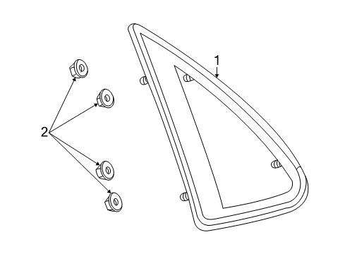 2000 Saturn LS1 Quarter Glass Nut Diagram for 21011332