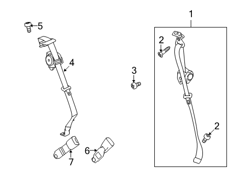 2008 Saturn Vue Center Seat Belt Bolt Diagram for 94525657