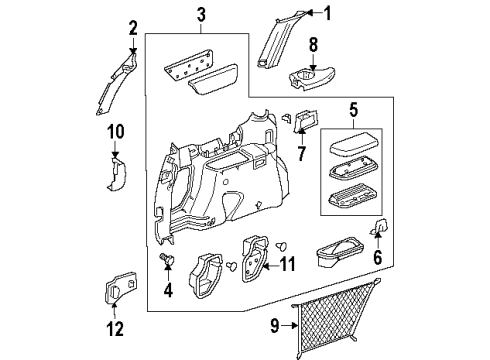 1997 Oldsmobile Silhouette Side Trim Panel, Teal, Driver Side Diagram for 10259836