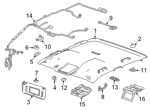 2016 GMC Sierra 1500 Headliner Diagram for 23101811