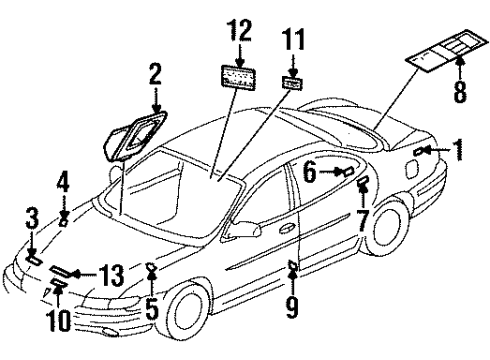 1997 Pontiac Grand Prix A/C Label Diagram for 10442041