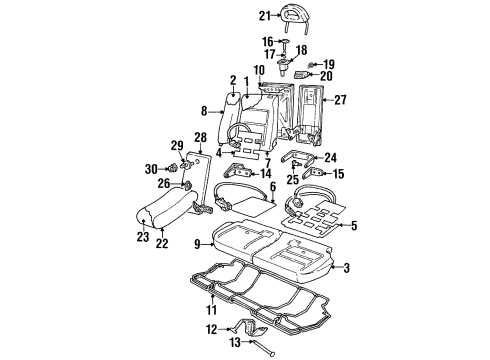 2000 Cadillac Catera Rear Seat Components Diagram