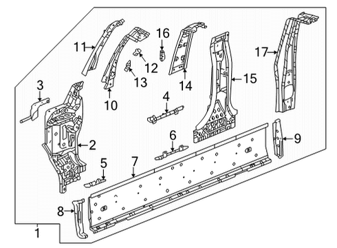 2024 GMC Hummer EV SUV Center Pillar & Rocker Diagram