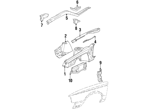 1990 Oldsmobile 98 Structural Components & Rails Diagram