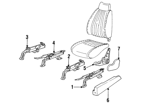 1990 Pontiac Sunbird Seat Track, Outer Passenger Side Diagram for 20329374