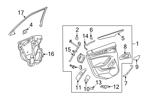 2012 Cadillac CTS Interior Trim - Rear Door Diagram