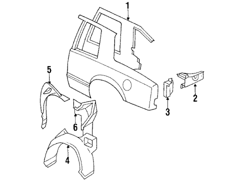 1986 Oldsmobile Toronado Inner Structure - Quarter Panel Diagram