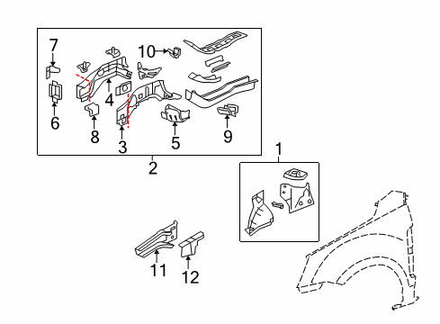 2008 Saturn Vue Reinforcement Plate, Driver Side Diagram for 20772251
