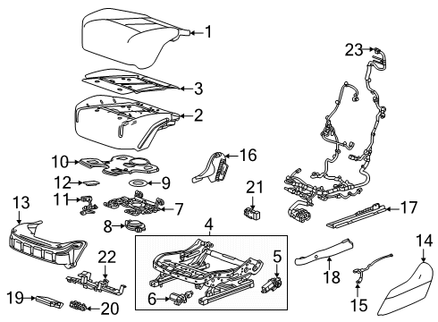 2025 Cadillac ESCALADE IQ Driver Seat Components Diagram