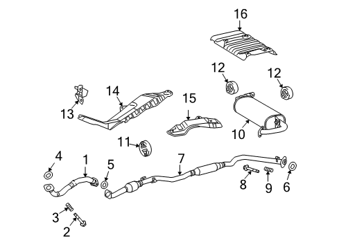 2010 Pontiac Vibe Muffler & Pipe Diagram for 88975832