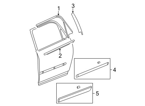 2011 GMC Acadia Reveal Molding, Rear Upper Passenger Side Diagram for 20932590