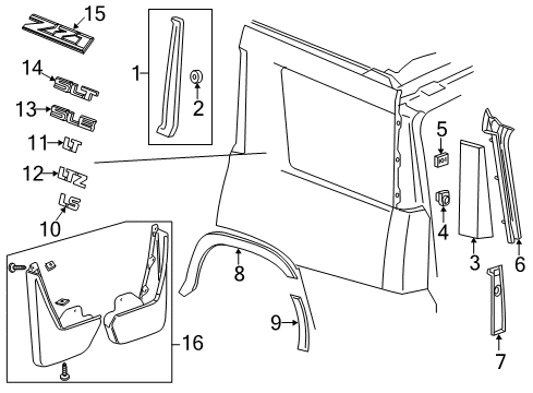 2019 Chevy Suburban Exterior Trim - Quarter Panel Diagram