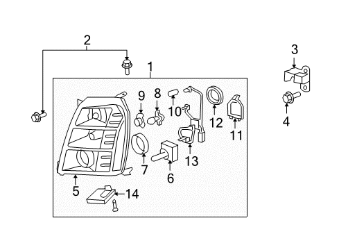 2010 Cadillac Escalade ESV Headlamp Components Diagram