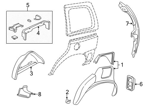 2004 Pontiac Montana Outer Wheelhouse, Driver Side Diagram for 12529882
