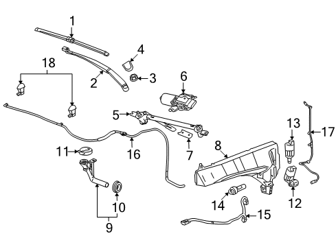 2014 Cadillac SRX Wiper Arm Cap Diagram for 25788745