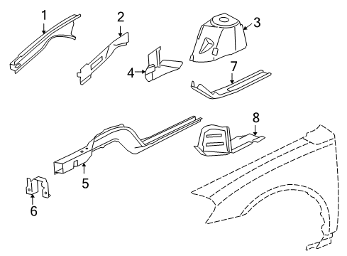 2006 Chevy Monte Carlo Structural Components & Rails Diagram
