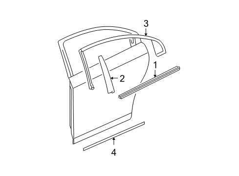 2009 Chevy Malibu Exterior Trim - Rear Door Diagram