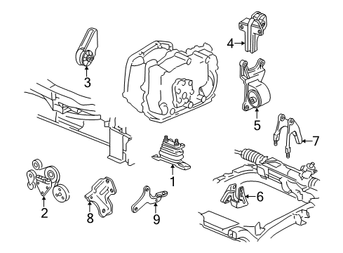 2003 Pontiac Grand Am Engine & Trans Mounting Diagram