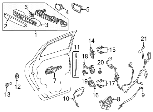 2024 GMC Acadia Bracket Assembly-Rear Side Door Outside Handle Diagram for 13560332